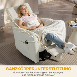 Relaxsessel elektrisch mit Liegefunktion verstellbar cremeweiss