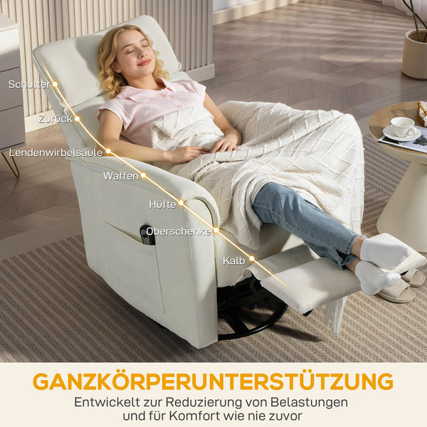 Relaxsessel elektrisch mit Liegefunktion verstellbar cremeweiss
