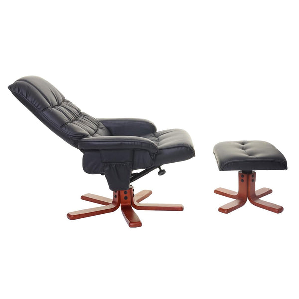Relaxsessel Fernsehsessel Liegesessel TV-Sessel mit Hocker Kunstleder schwarz