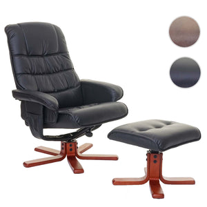 Relaxsessel Fernsehsessel Liegesessel TV-Sessel mit Hocker Kunstleder schwarz