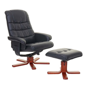 Relaxsessel Fernsehsessel Liegesessel TV-Sessel mit Hocker Kunstleder schwarz