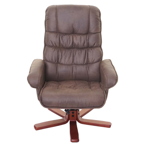 Relaxsessel Fernsehsessel Liegesessel TV-Sessel mit Hocker Wildlederimitat braun