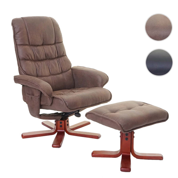 Relaxsessel Fernsehsessel Liegesessel TV-Sessel mit Hocker Wildlederimitat braun