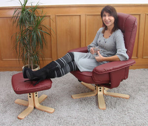 Relaxsessel Fernsehsessel ohne Hocker Kunstleder bordeaux