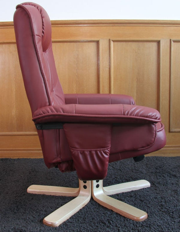 Relaxsessel Fernsehsessel TV-Sessel mit Hocker Ottomane Kunstleder bordeaux