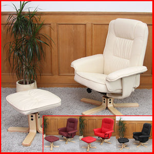 Relaxsessel Fernsehsessel TV-Sessel mit Hocker Ottomane Kunstleder bordeaux