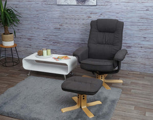 Relaxsessel Fernsehsessel TV-Sessel mit Hocker Stoff dunkelgrau