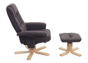 Relaxsessel Fernsehsessel TV-Sessel mit Hocker Stoff dunkelgrau