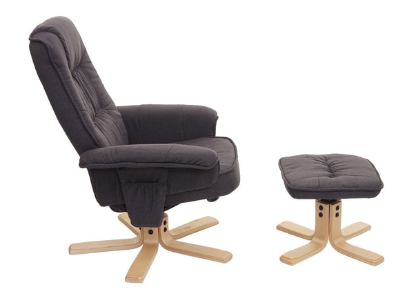 Relaxsessel Fernsehsessel TV-Sessel mit Hocker Stoff dunkelgrau