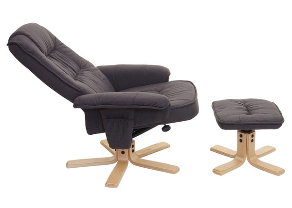 Relaxsessel Fernsehsessel TV-Sessel mit Hocker Stoff dunkelgrau