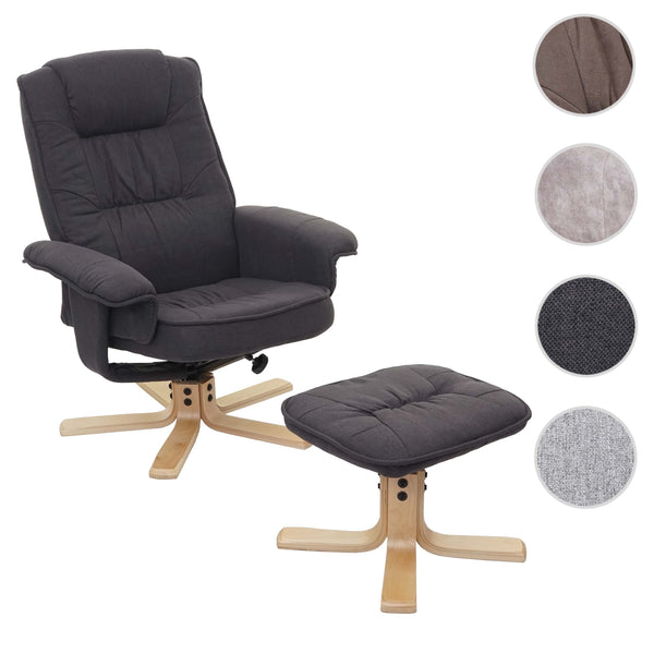 Relaxsessel Fernsehsessel TV-Sessel mit Hocker Stoff dunkelgrau