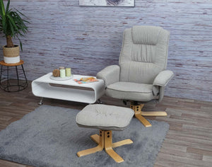 Relaxsessel Fernsehsessel TV-Sessel mit Hocker Stoff hellgrau