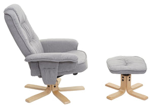 Relaxsessel Fernsehsessel TV-Sessel mit Hocker Stoff hellgrau