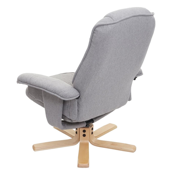 Relaxsessel Fernsehsessel TV-Sessel mit Hocker Stoff hellgrau