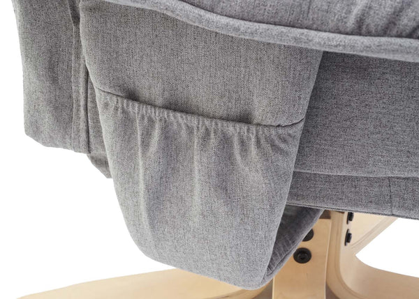 Relaxsessel Fernsehsessel TV-Sessel mit Hocker Stoff hellgrau