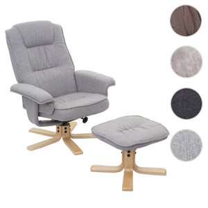 Relaxsessel Fernsehsessel TV-Sessel mit Hocker Stoff hellgrau