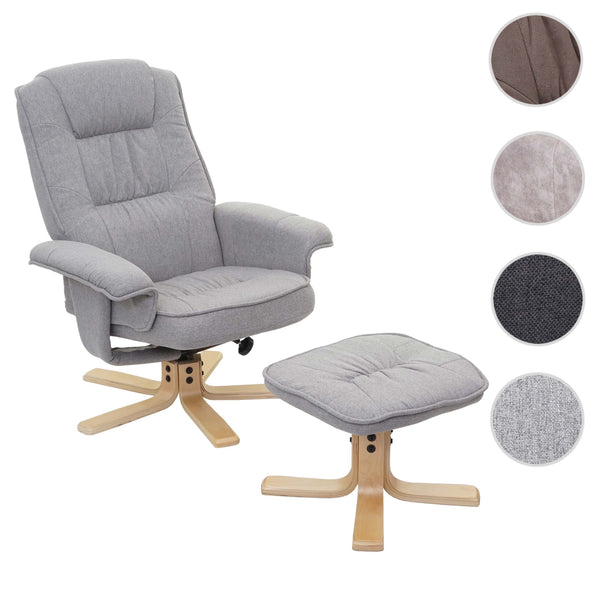 Relaxsessel Fernsehsessel TV-Sessel mit Hocker Stoff hellgrau