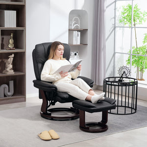 Relaxsessel verstellbar mit Fusshocker Kunstleder schwarz