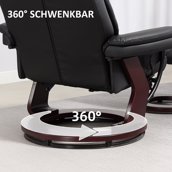 Relaxsessel verstellbar mit Fusshocker Kunstleder schwarz