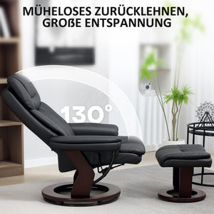 Relaxsessel verstellbar mit Fusshocker Kunstleder schwarz