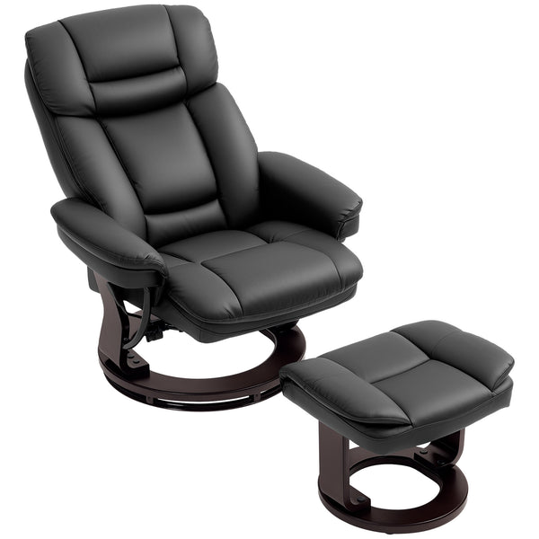 Relaxsessel verstellbar mit Fusshocker Kunstleder schwarz