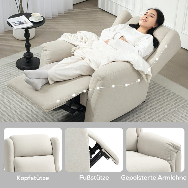 Relaxsessel verstellbar mit Fussstütze Leinenoptik beige