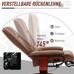 Relaxsessel verstellbar drehbar mit Fussstütze Kunstleder braun