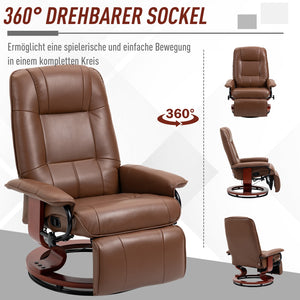 Relaxsessel verstellbar drehbar mit Fussstütze Kunstleder braun