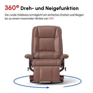 Relaxsessel verstellbar drehbar mit Fussstütze Kunstleder braun