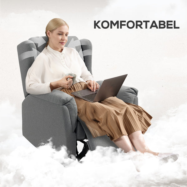 Relaxsessel verstellbar mit Fussstütze Leinenoptik dunkelgrau
