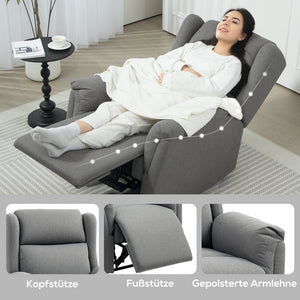 Relaxsessel verstellbar mit Fussstütze Leinenoptik dunkelgrau
