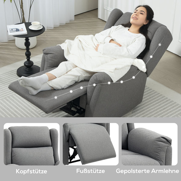 Relaxsessel verstellbar mit Fussstütze Leinenoptik dunkelgrau