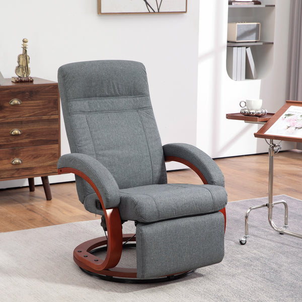 Relaxsessel drehbar neigbar mit Fussstütze Leinenoptik grau