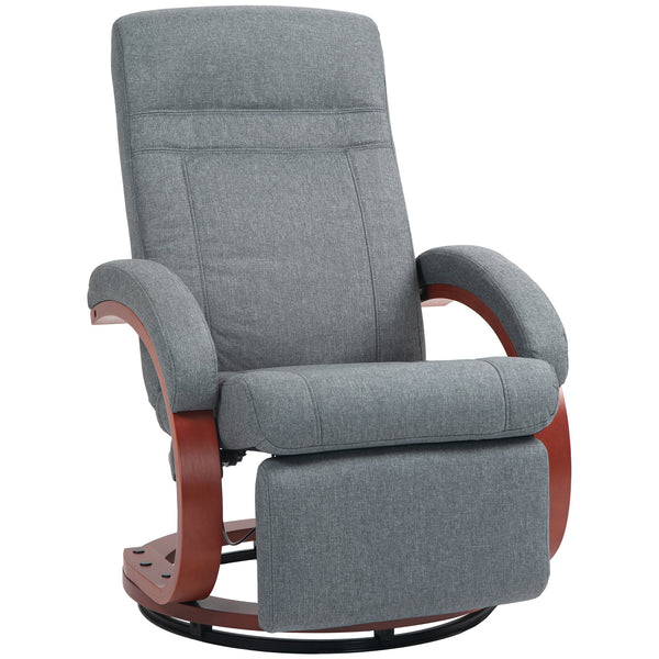 Relaxsessel drehbar neigbar mit Fussstütze Leinenoptik grau