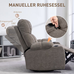 Relaxsessel modern drehbar mit Fussstütze bis 150kg hellbraun