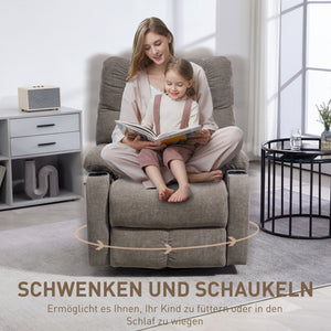 Relaxsessel modern drehbar mit Fussstütze bis 150kg hellbraun