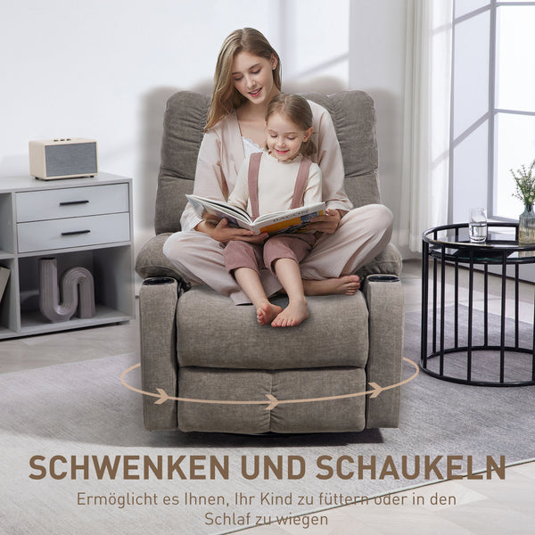 Relaxsessel modern drehbar mit Fussstütze bis 150kg hellbraun