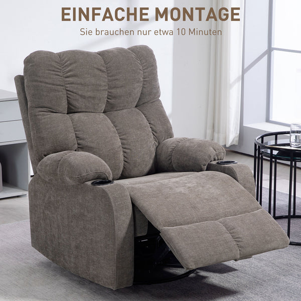 Relaxsessel modern drehbar mit Fussstütze bis 150kg hellbraun
