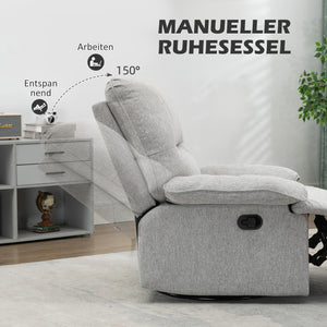 Relaxsessel mit Liegefunktion und Fussstütze belastbar hellgrau
