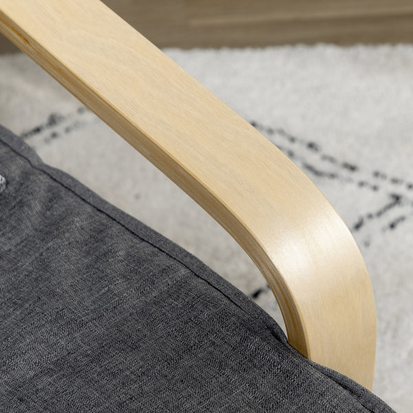 Relaxsessel mit verstellbarem Fussteil und Holzrahmen grau