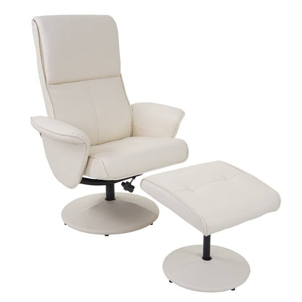 Relaxsessel Helsinki Fernsehsessel mit Hocker Kunstleder creme