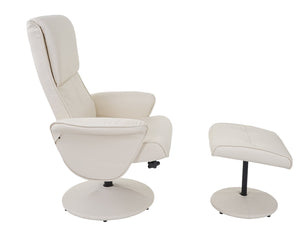 Relaxsessel Helsinki Fernsehsessel mit Hocker Kunstleder creme