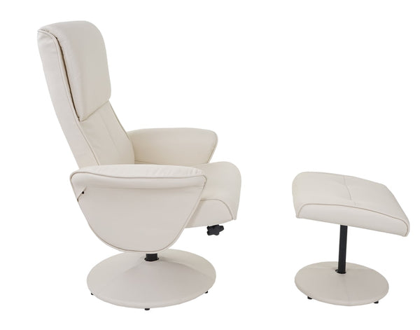 Relaxsessel Helsinki Fernsehsessel mit Hocker Kunstleder creme