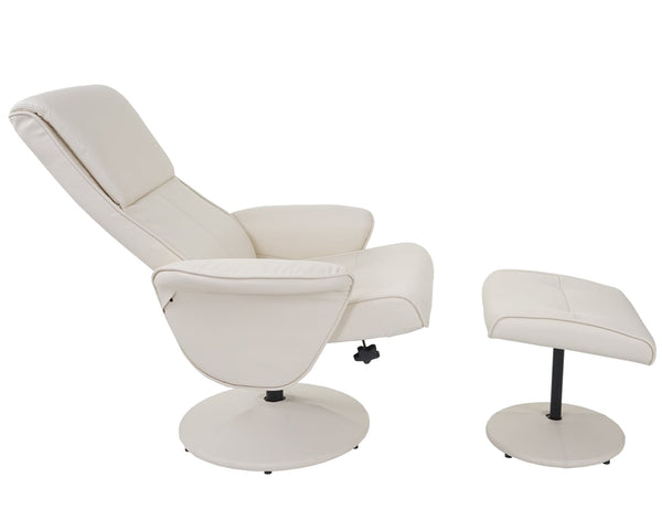 Relaxsessel Helsinki Fernsehsessel mit Hocker Kunstleder creme