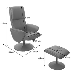 Relaxsessel Helsinki Fernsehsessel mit Hocker Kunstleder creme