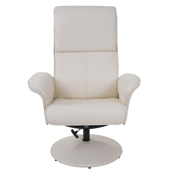 Relaxsessel Helsinki Fernsehsessel mit Hocker Kunstleder creme