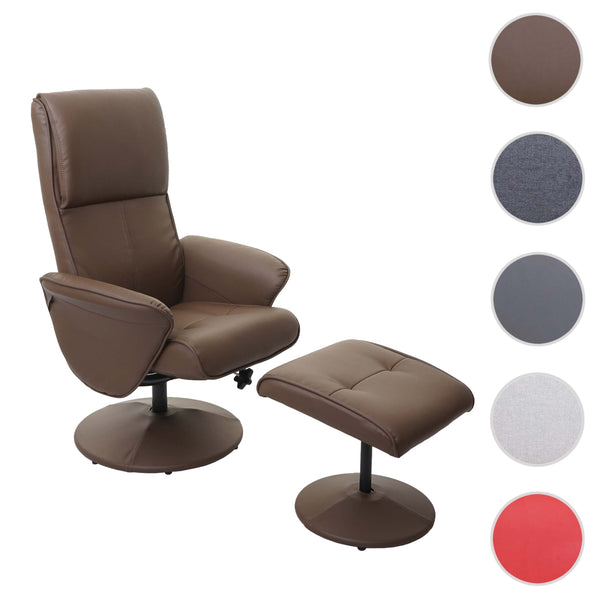 Relaxsessel Helsinki Fernsehsessel mit Hocker Kunstleder taupe