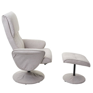 Relaxsessel Helsinki Fernsehsessel mit Hocker Stoff creme-beige