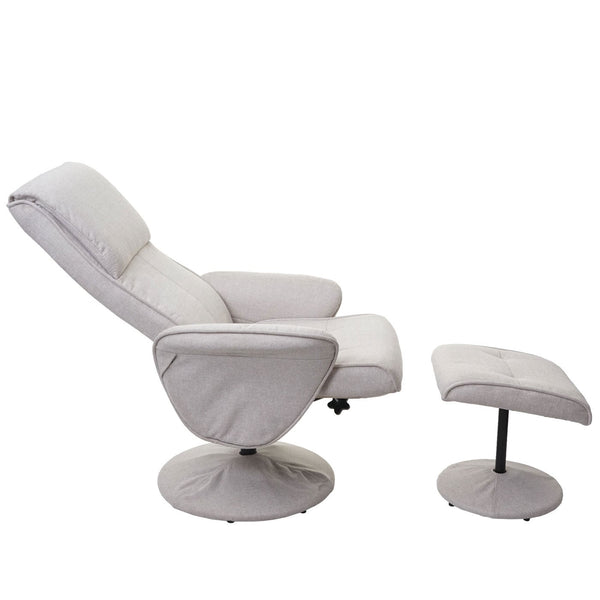 Relaxsessel Helsinki Fernsehsessel mit Hocker Stoff creme-beige