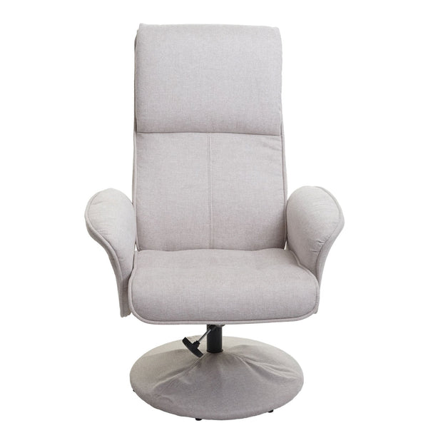 Relaxsessel Helsinki Fernsehsessel mit Hocker Stoff creme-beige
